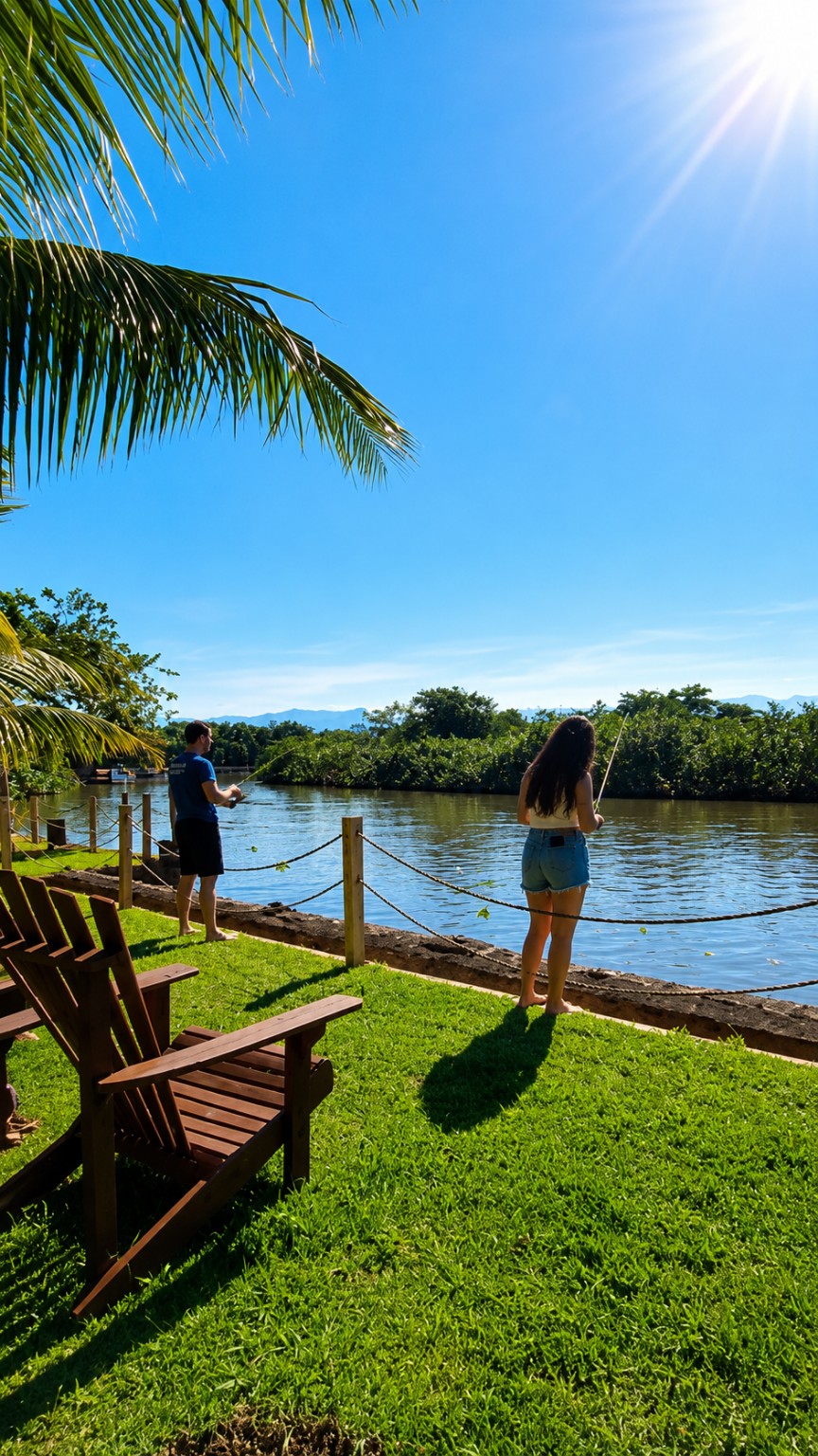 Pesca à beira do rio